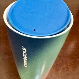STARBUCKS 2021 TRI COLOR OMBRE CERAMIC TUMBLER TRAVEL MUG WITH LID 12 OZ